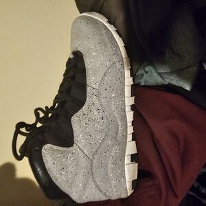 Air Jordan 10 Gray and Black Speckled High-Top Sneakers
